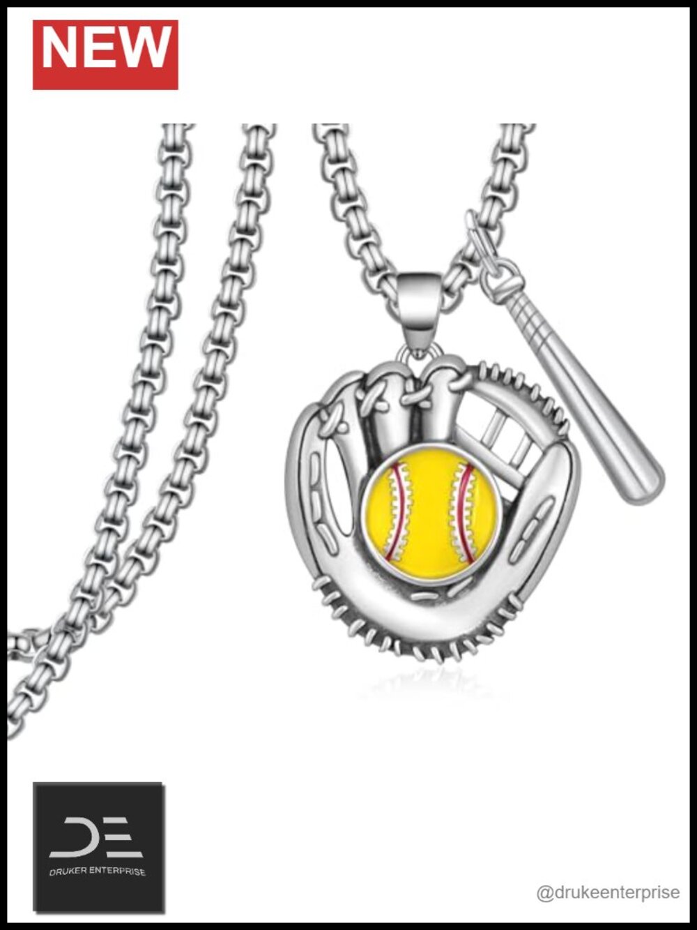 Sterling Silver Sport Pendant Necklace Softball Charm 925 Jewelry Gift